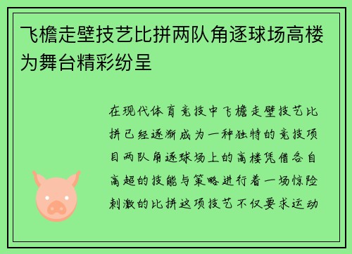 飞檐走壁技艺比拼两队角逐球场高楼为舞台精彩纷呈